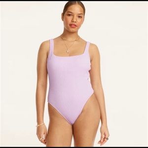 NWT J Crew Textured Squareneck Onepiece Swimsuit Dusty Mauve (Lavender)